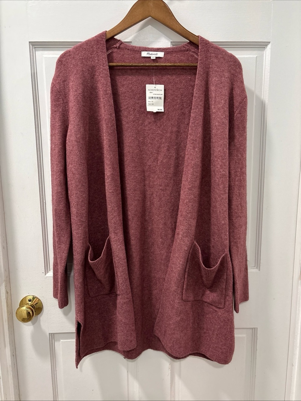 Madewell Women’s Kent Cardigan Size XS Heathered Eggplant Wool Blend Cozy NWT